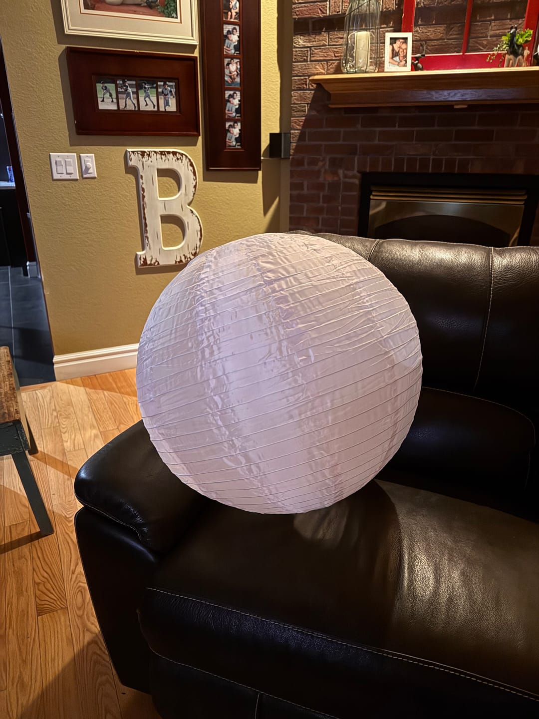 Customer photo review of 24 Inch Rose Quartz Pink Shimmering Nylon Lantern, Parallel Ribbing, Durable, Hanging