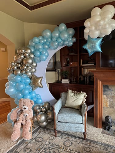 Customer photo review of 6.5ft Portable Crescent Moon Shape Stand for Baby Showers & Birthday & Wedding Events