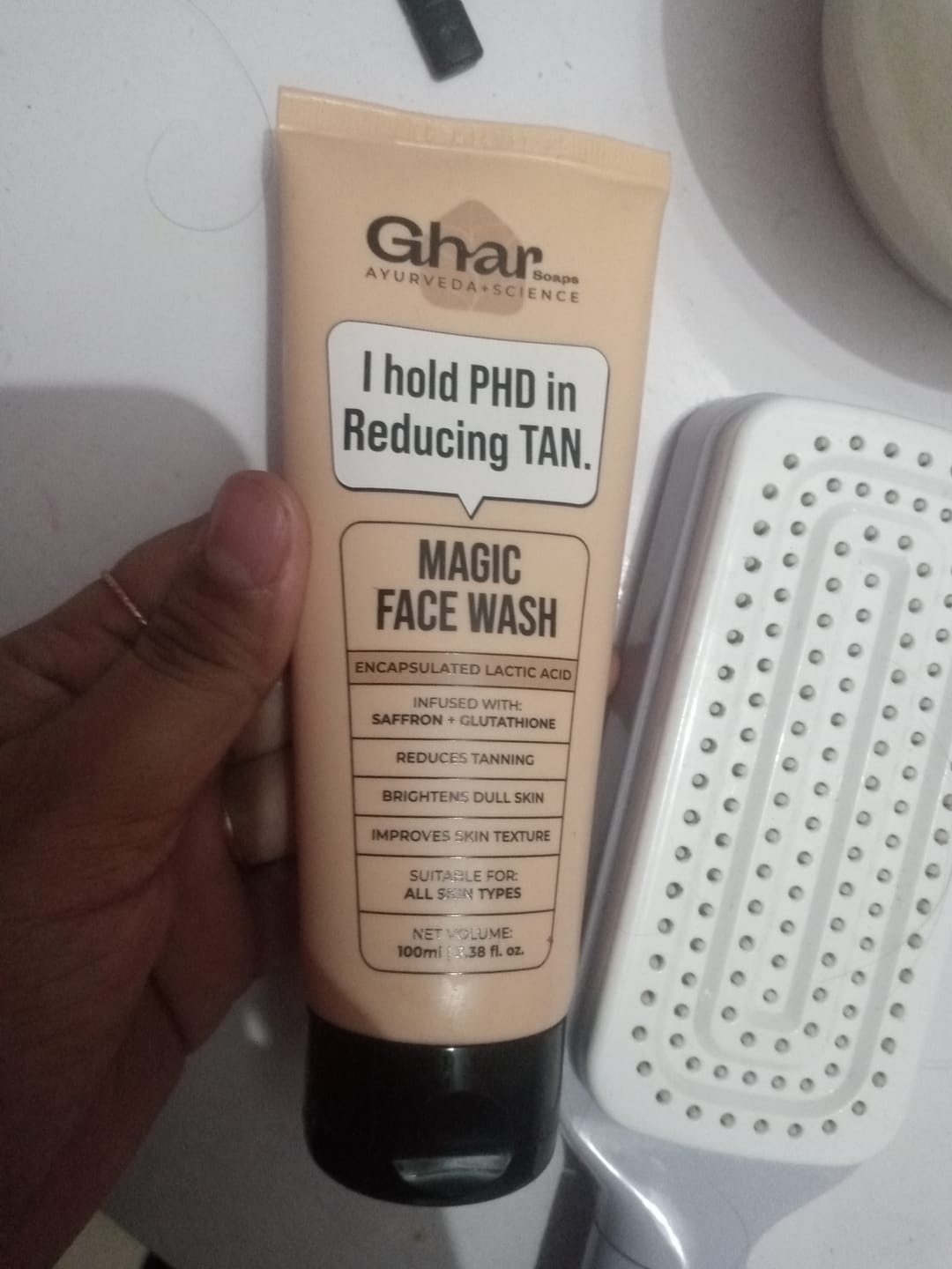 Customer photo review of Magic Face wash With Saffron and Lactic Acid