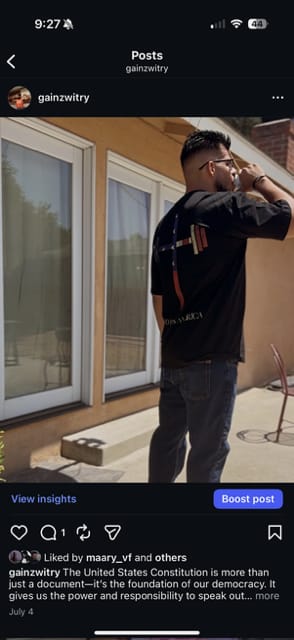 Customer photo review of God Bless America Tee