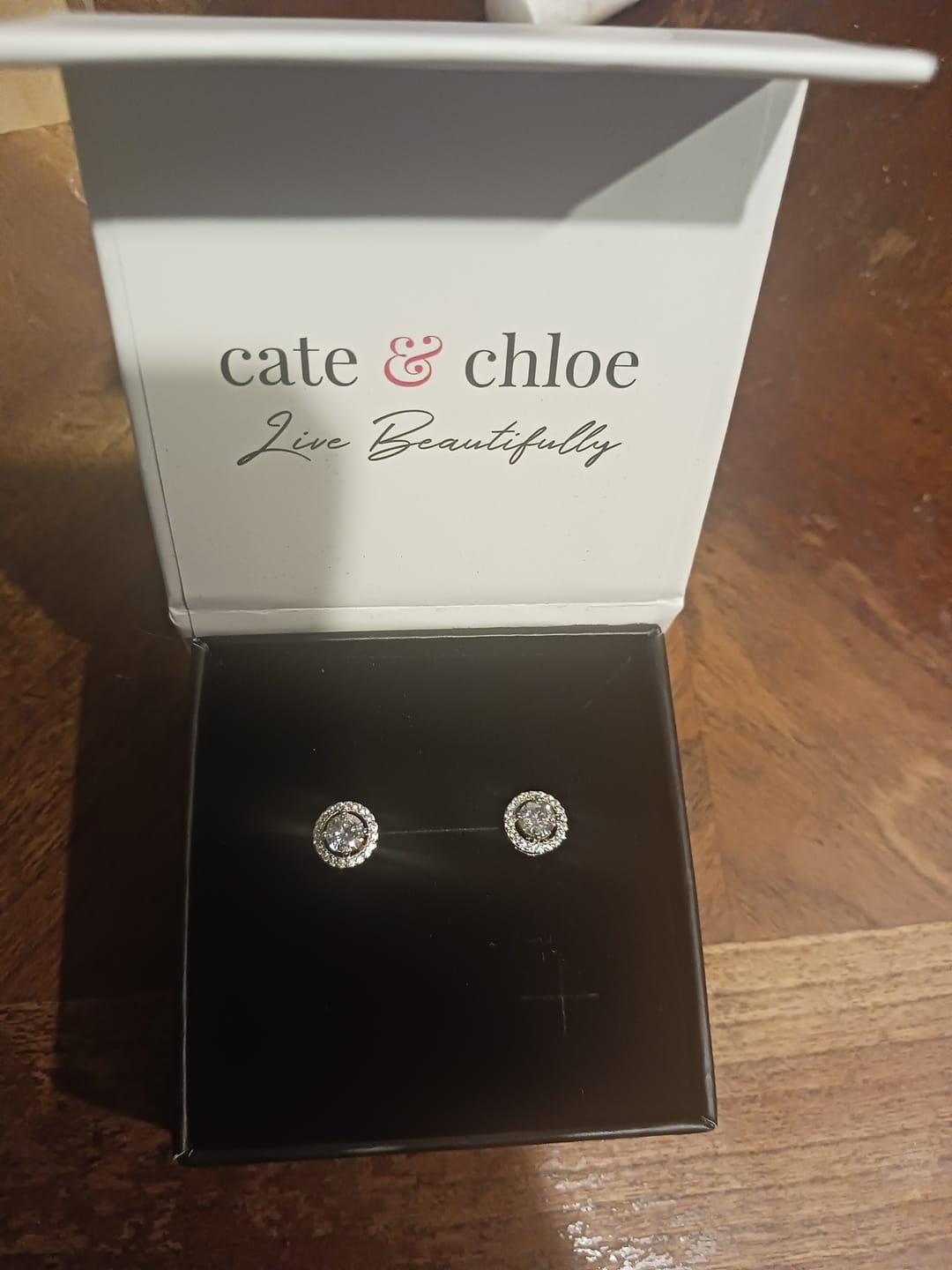 Customer photo review of Moissanite by Cate & Chloe Kailani 18k Gold Plated 925 Sterling Silver Stud Earrings 1.18tcw