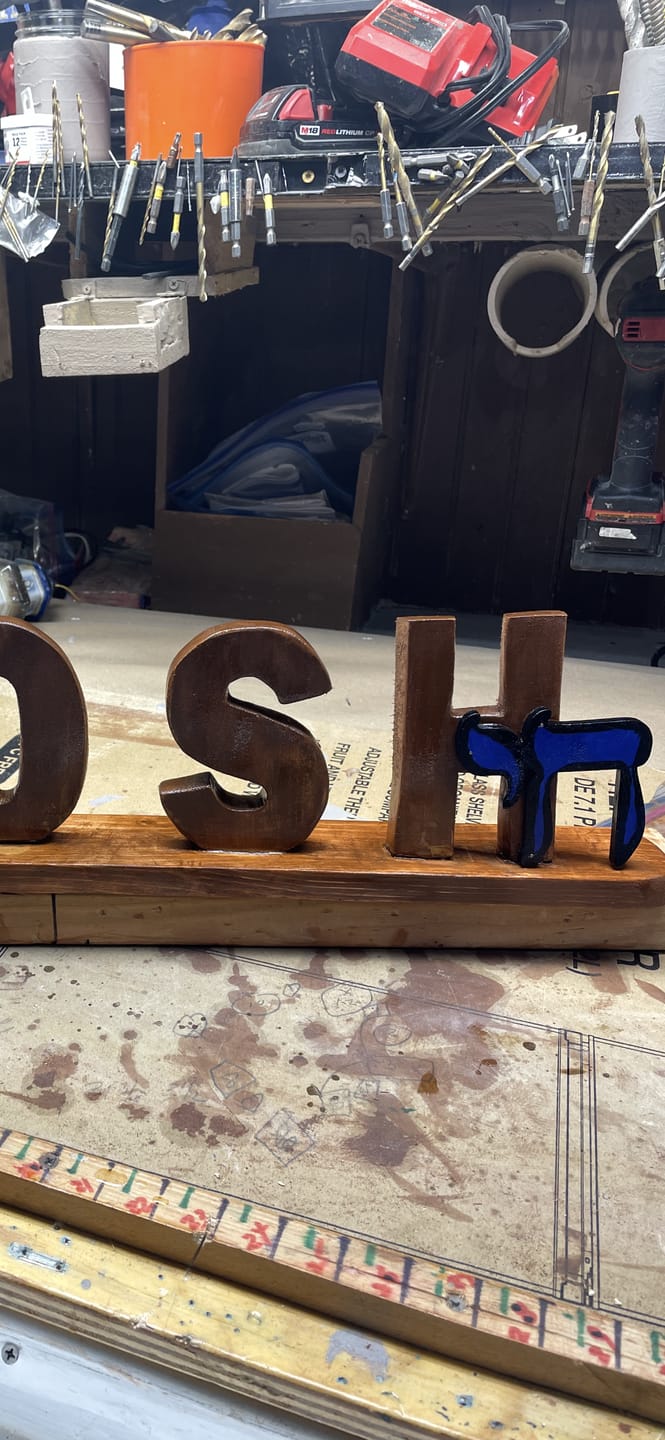Customer photo review of Unfinished Wood Chai Symbol Shape | DIY Craft Cutout | up to 46" DIY