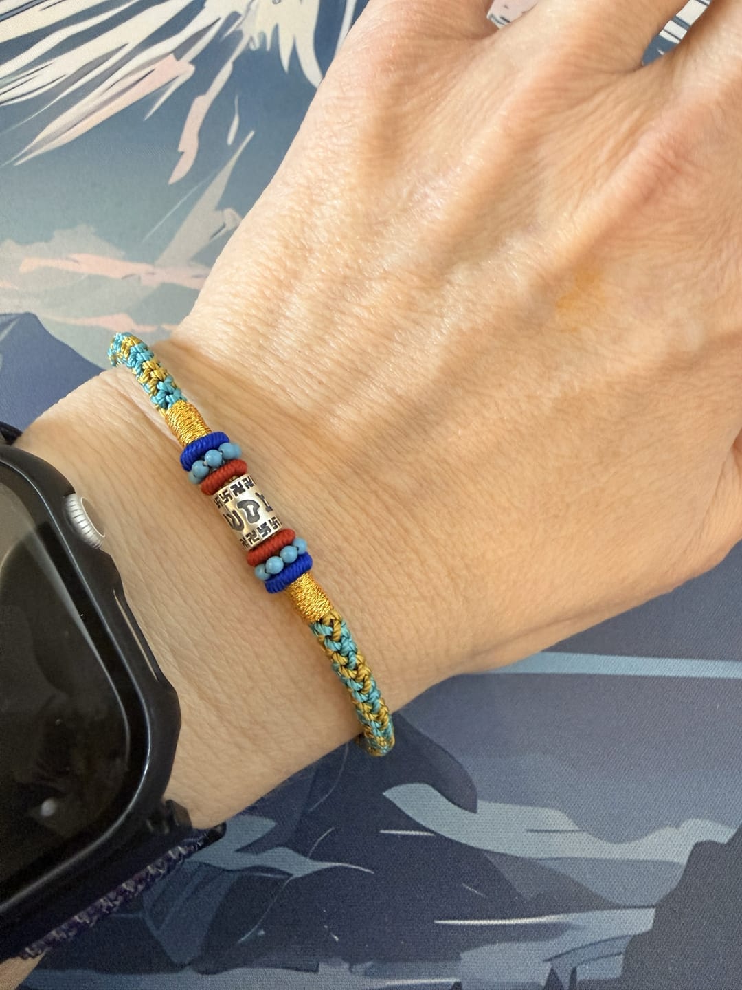 Customer photo review of Buddha Stones Bunte Schnur Sechs Wahre Worte 925 Silber Fokus Armband