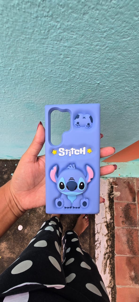 Customer photo review of 3D Stitch iPhone Samsung Attached Phone Holder Stand Rubber Silicone Case