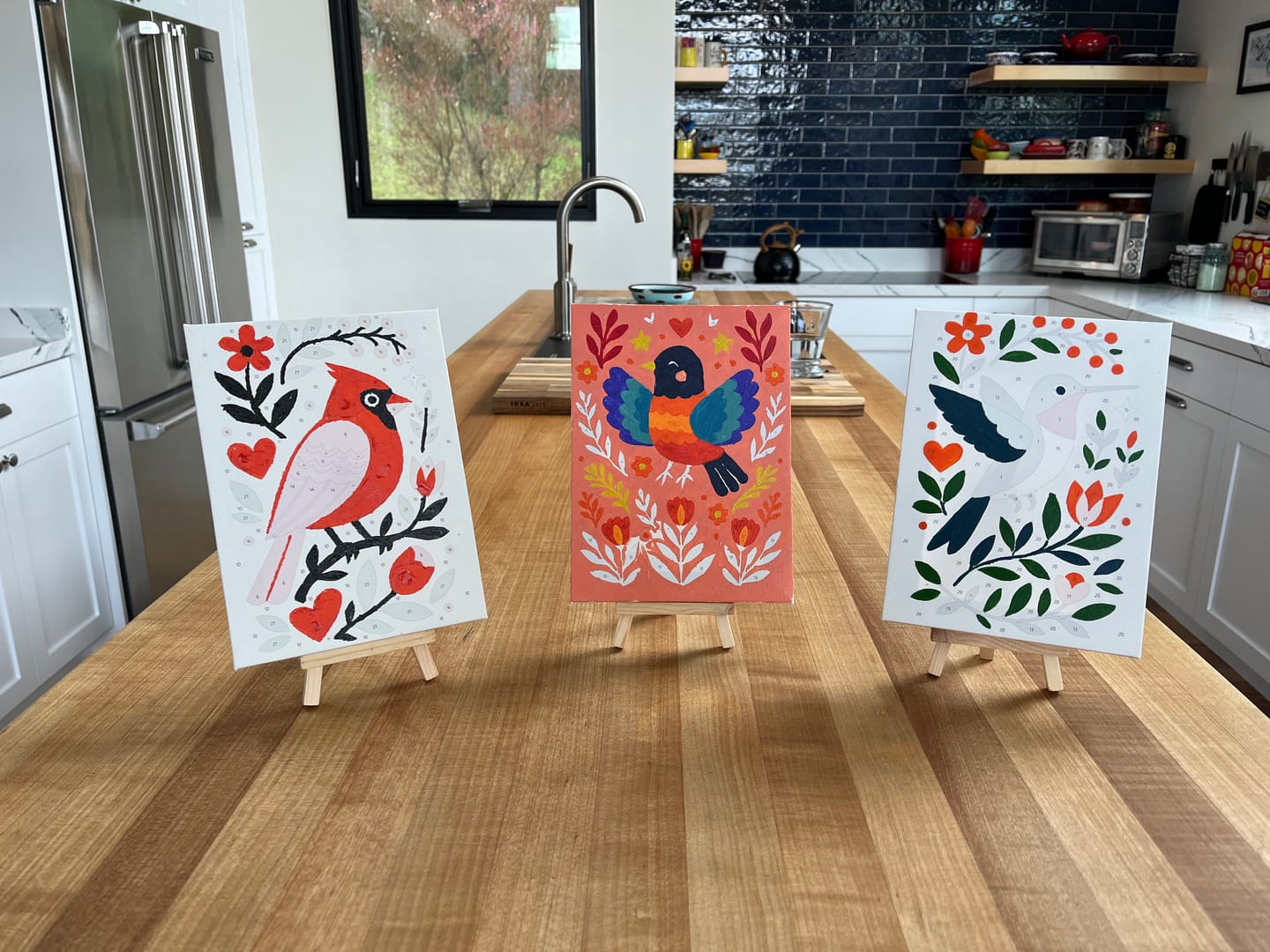 Customer photo review of 6 Mini Paintings - Colorful Birds Set
