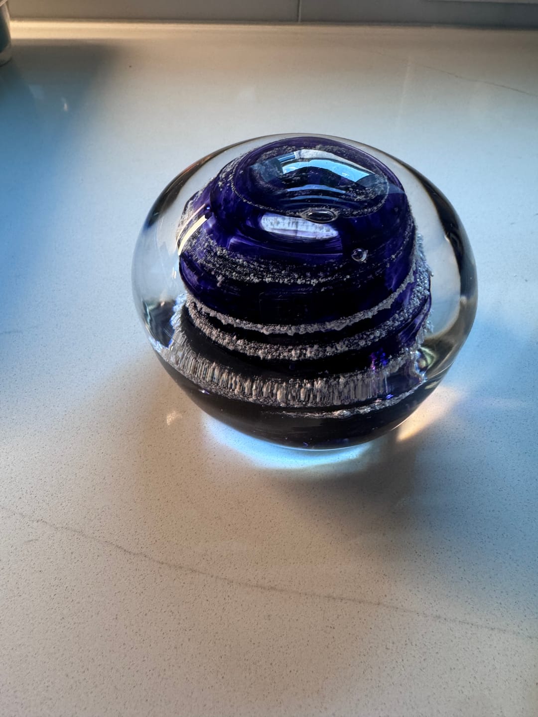 Customer photo review of Swirl Paperweight with Cremation Ash