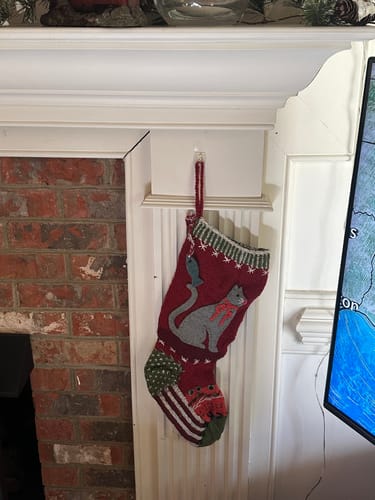 Customer photo review of Whiskers Christmas Stocking – Felt Cat Appliqué Design