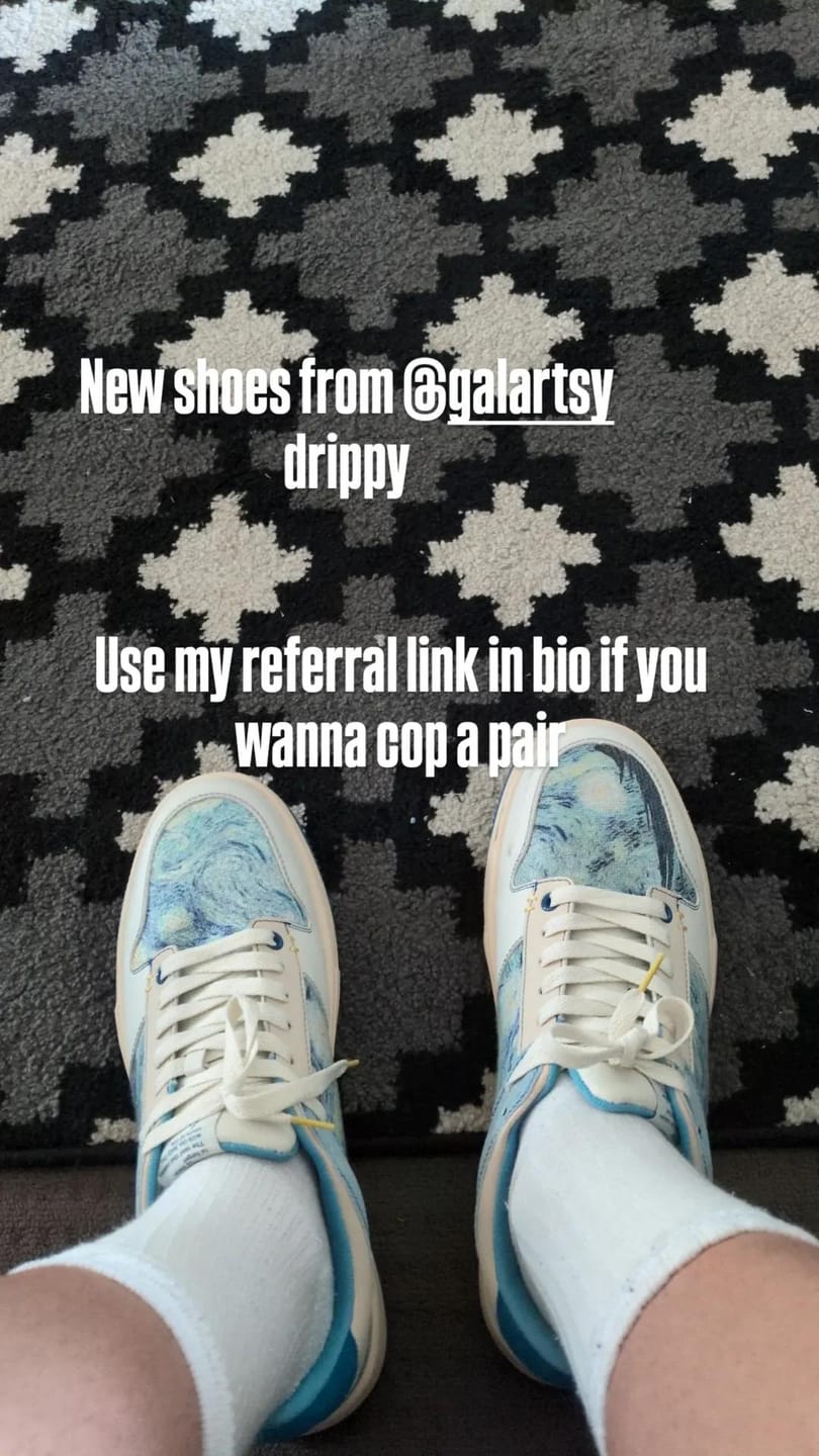 Customer photo review of Van Gogh Starry Night inspired sneakers