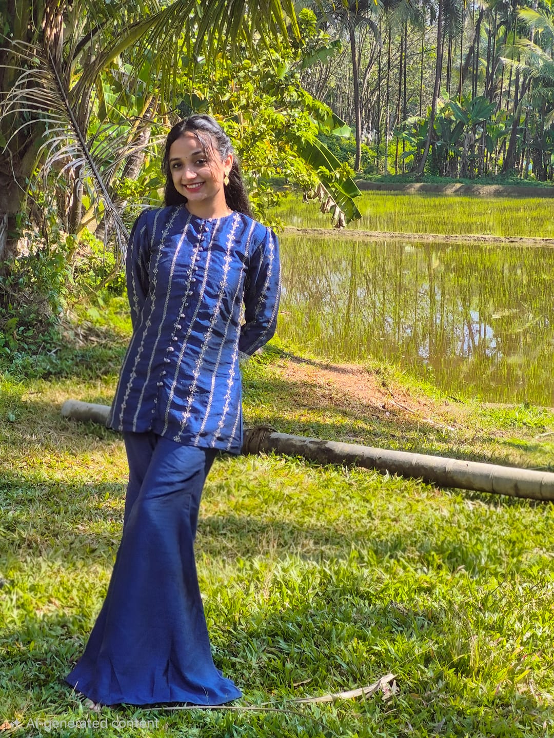 Customer photo review of Alaya Mehfil Navy Blue Jacket Kurta Set