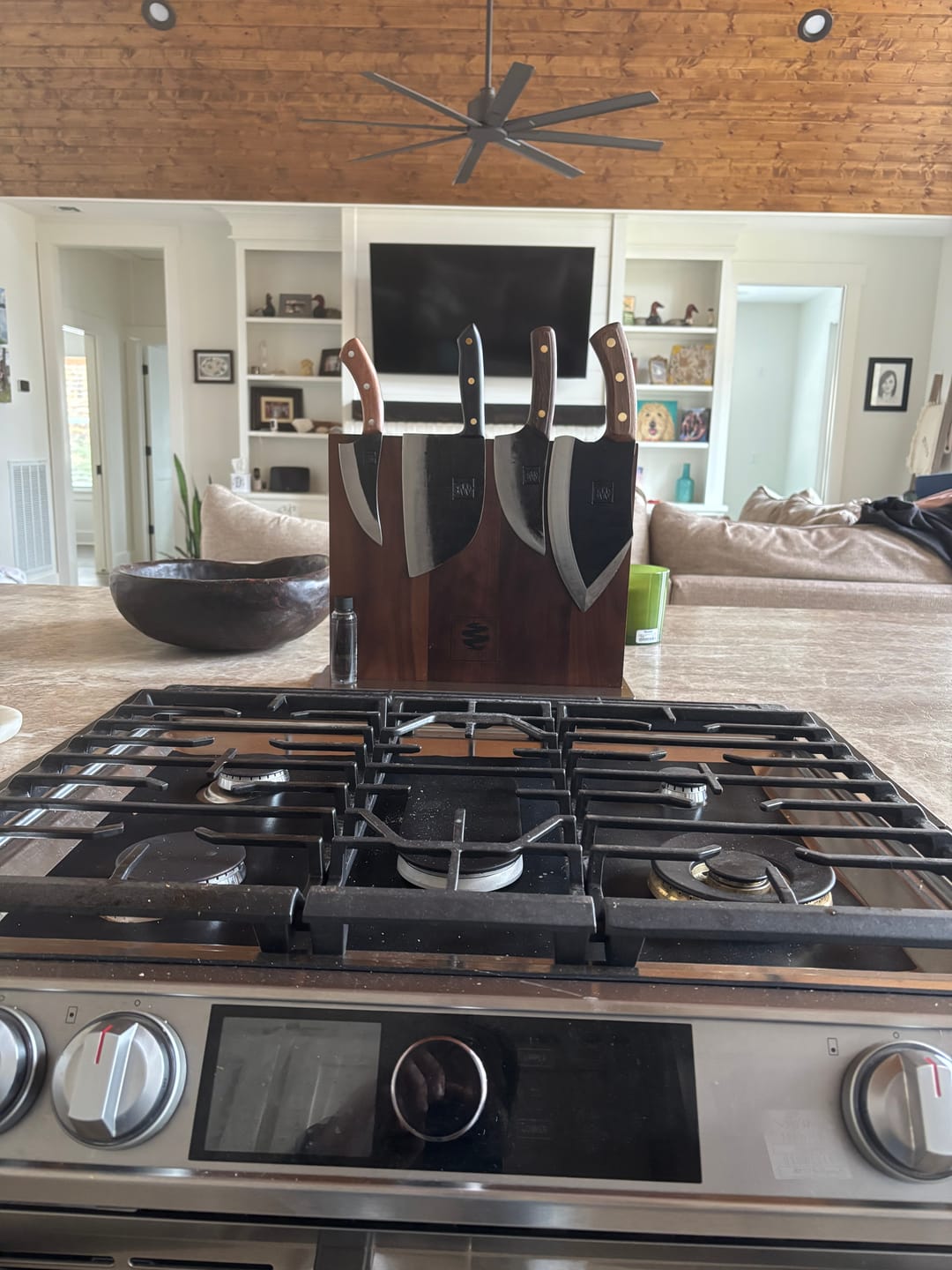 Customer photo review of Walnut Magnetic Knives Holder