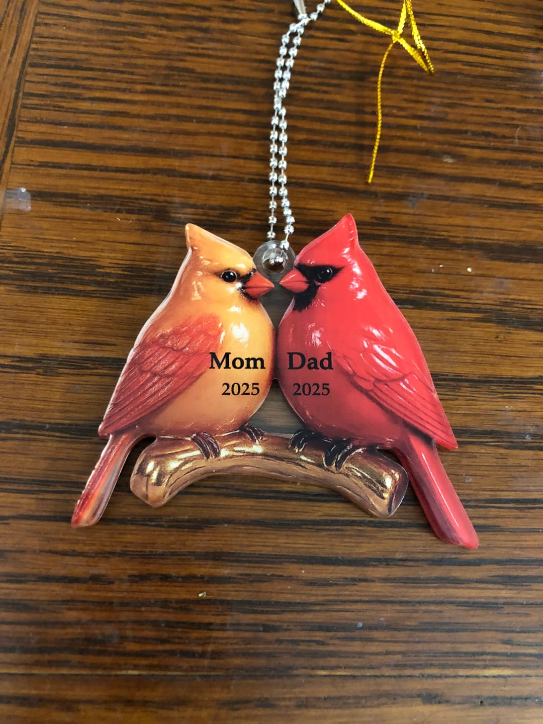 Customer photo review of Vintage Nostalgic Cardinals Memorial Dad Mom Christmas Personalized Acrylic Ornament