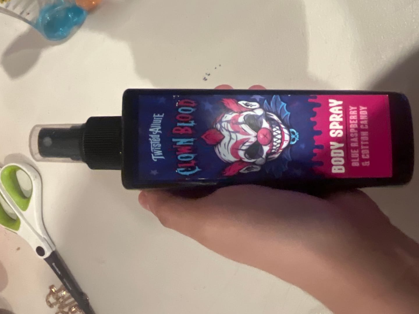 Customer photo review of Clown Blood Body Spray