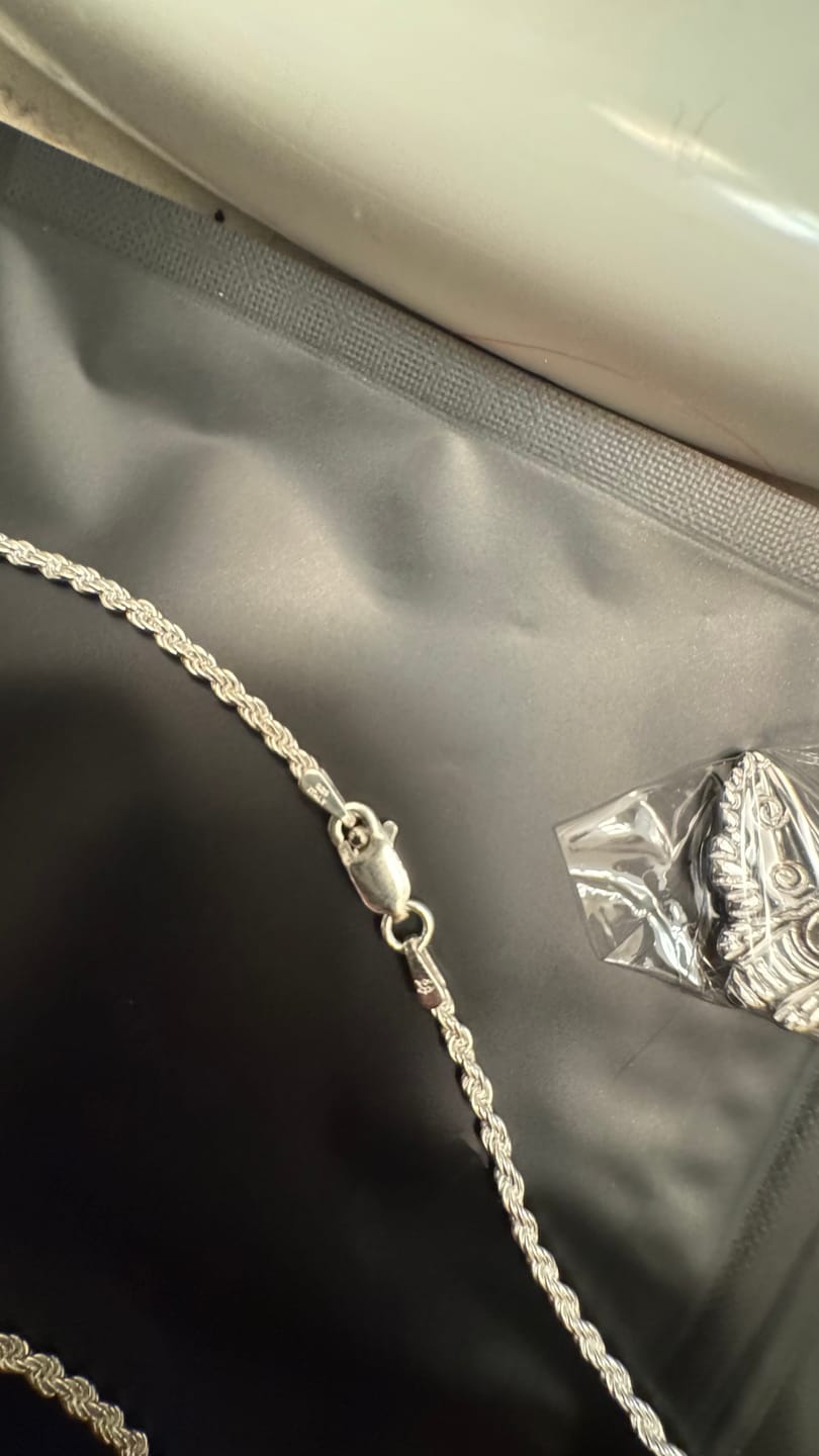 Customer photo review of 2MM STERLING SILVER ROPE CHAIN