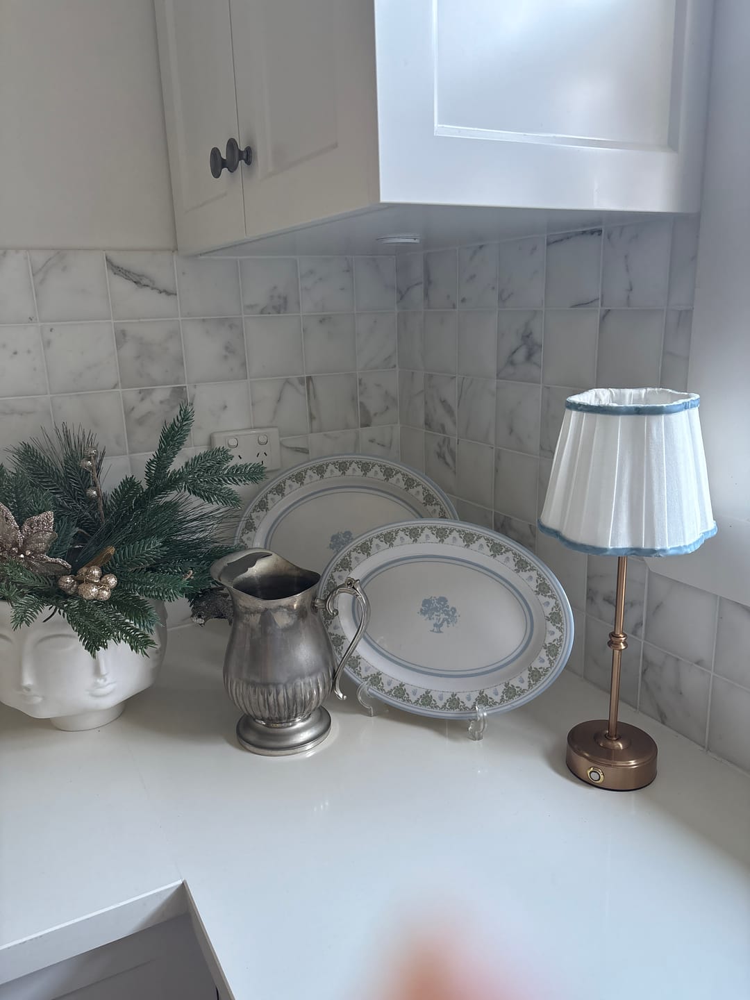 Customer photo review of Blue Velvet Trim Scallop Lamp Shade