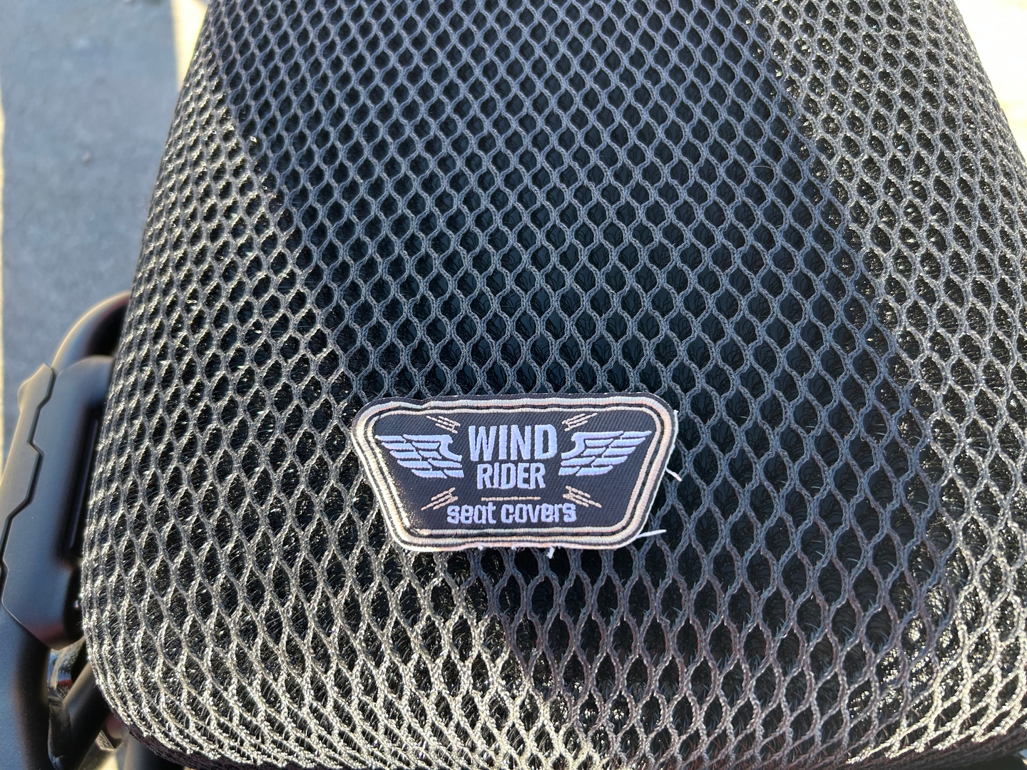 Wind Rider mesh seat cover on a Kawasaki KLR 650