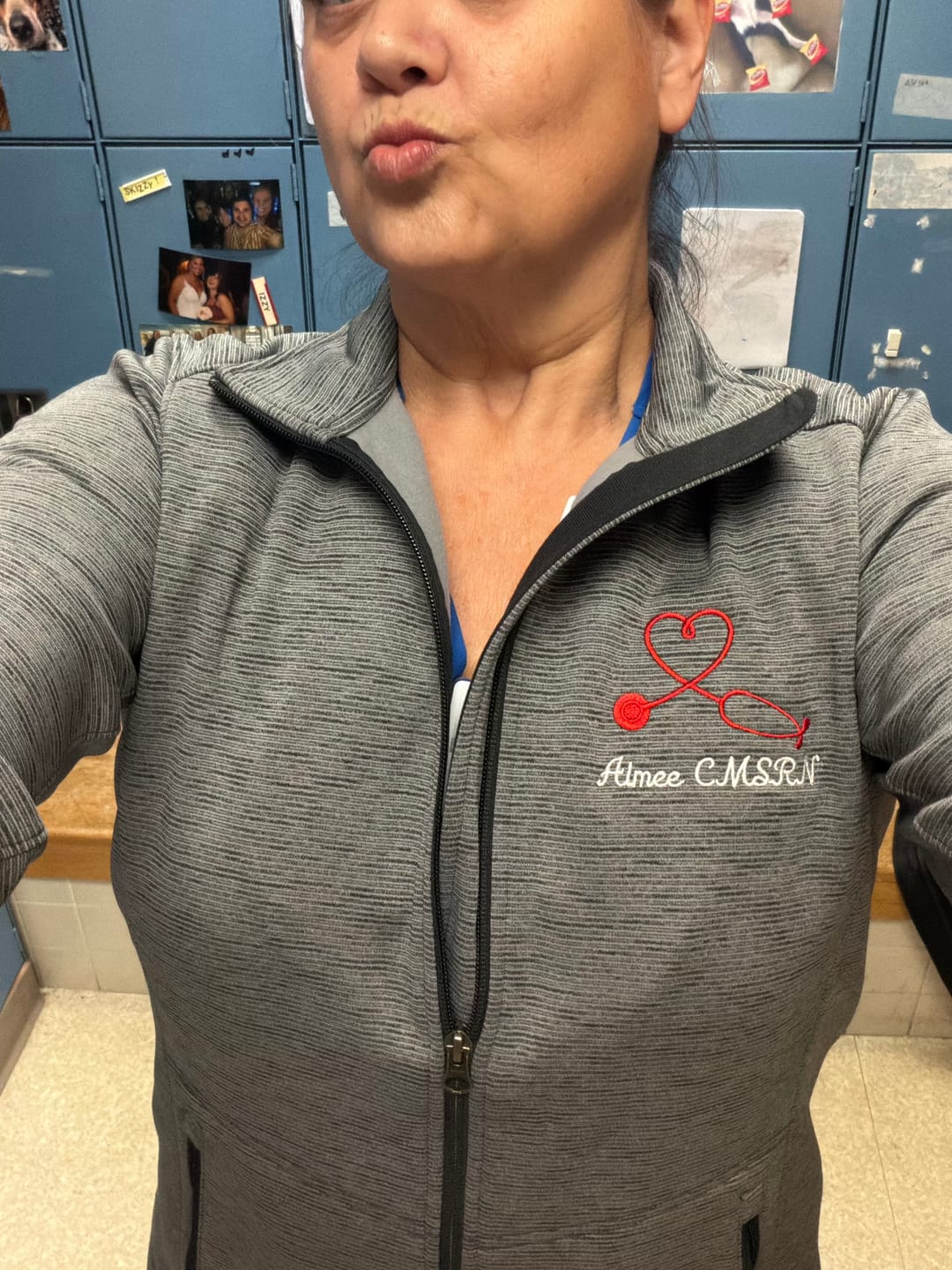 Customer photo review of Ladies Digi Stripe  Personalized Nurse Full Zip