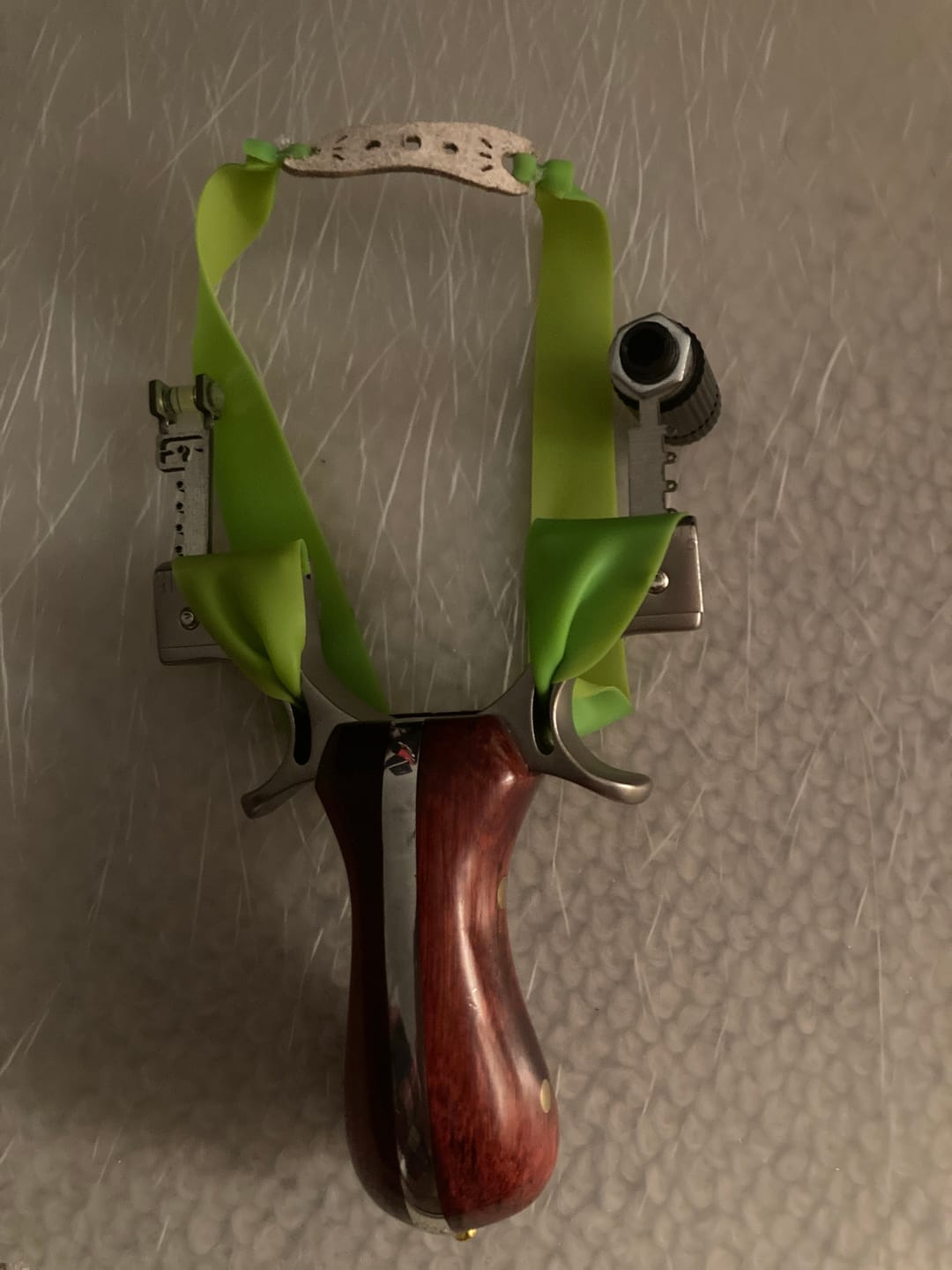Customer photo review of Laser II - Compact Stainless Steel Wooden Handle Laser Shooting & Hunting Slingshot