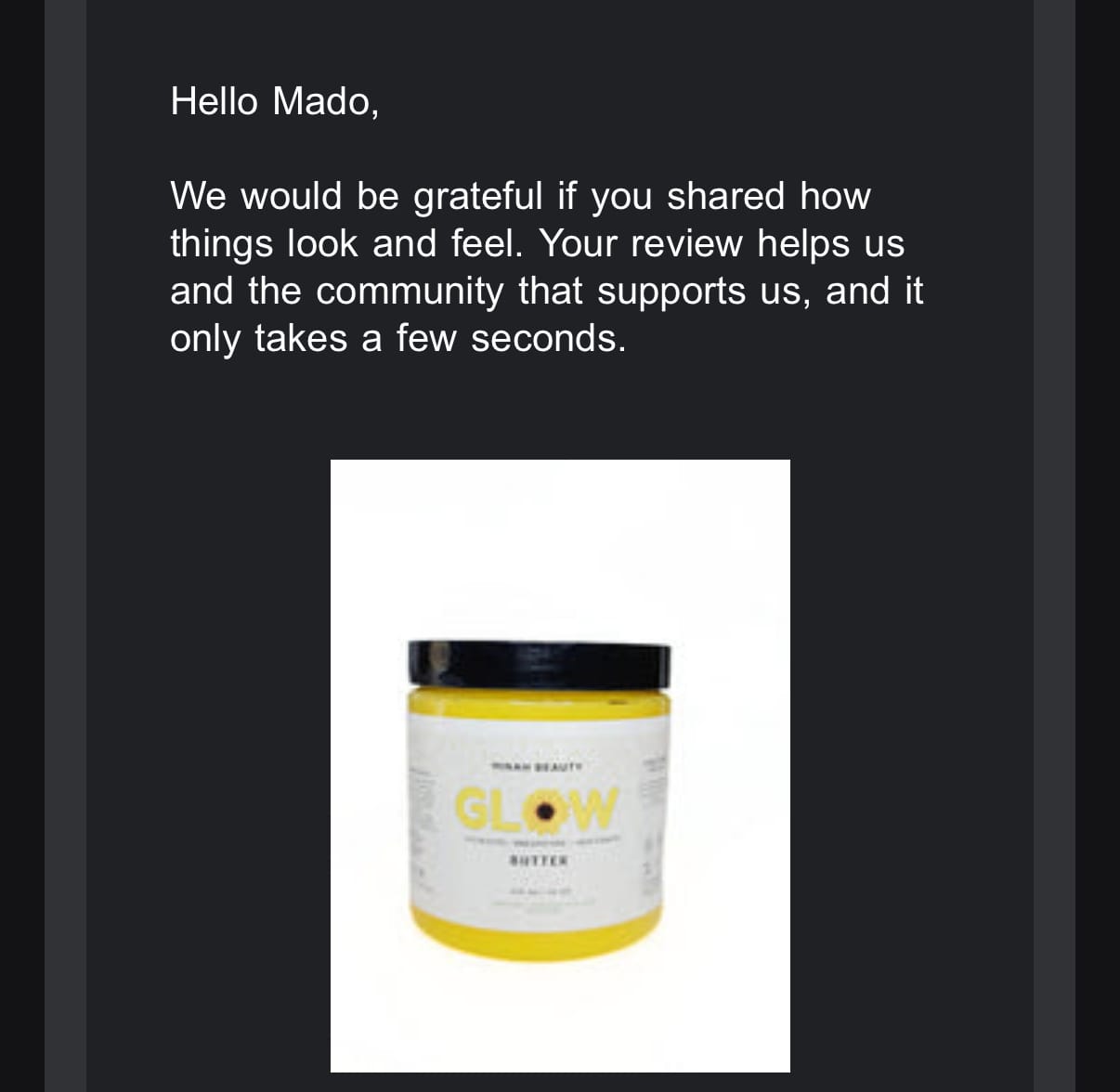 Customer photo review of Mina Glow Butter