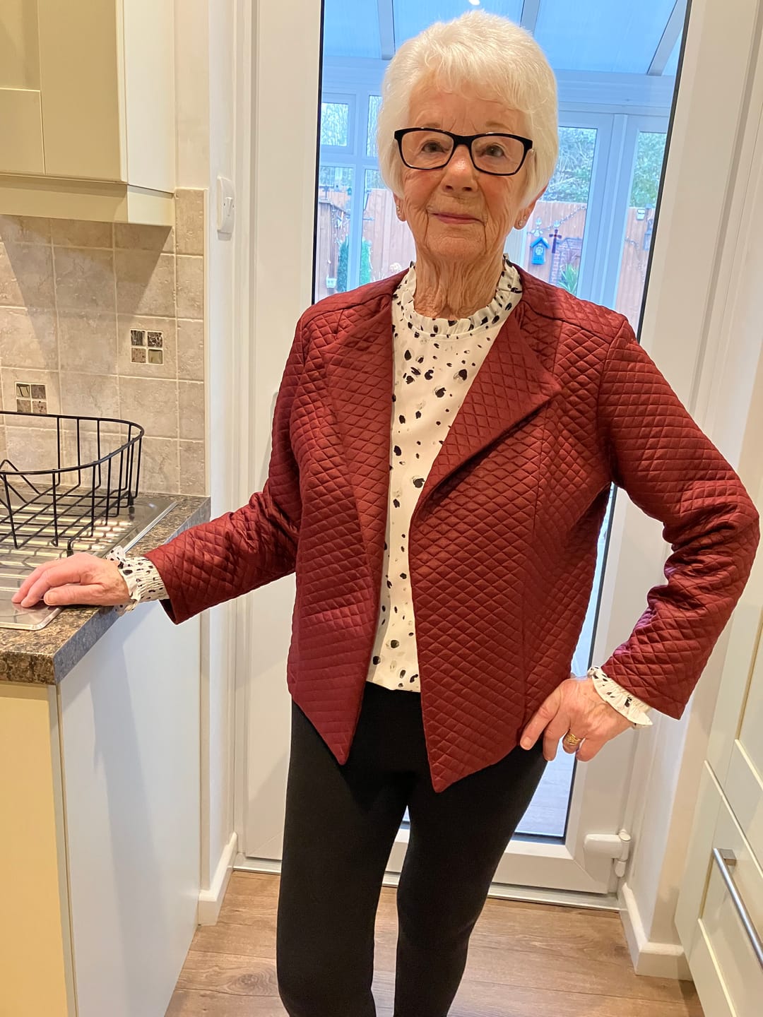 Customer photo review of Burgundy Quilted Jersey Fabric #2