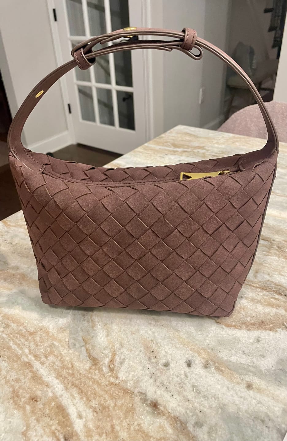 Customer photo review of Mica Woven Suede Leather Bag