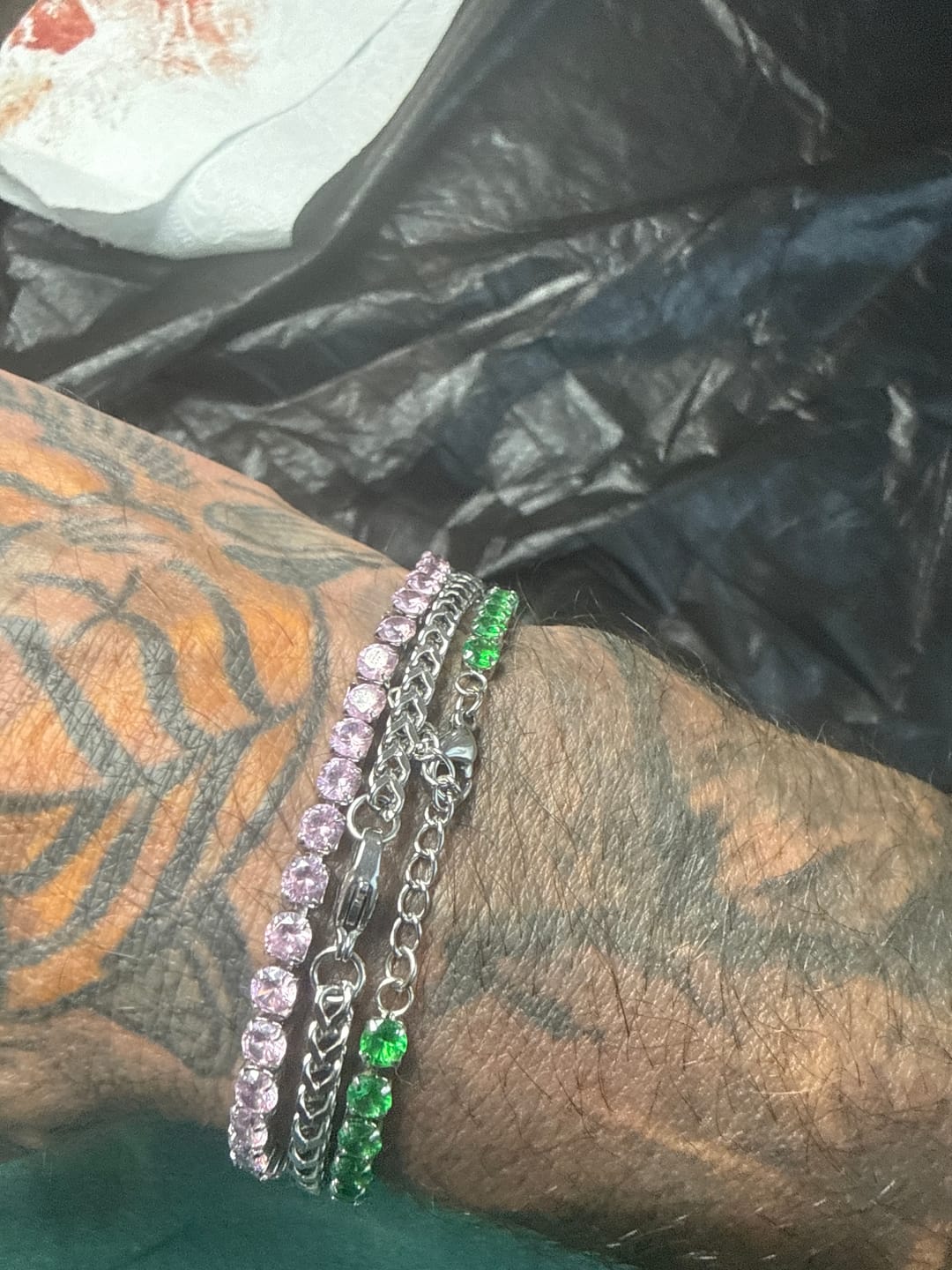Customer photo review of Tennis Green Bracelet (Silver)