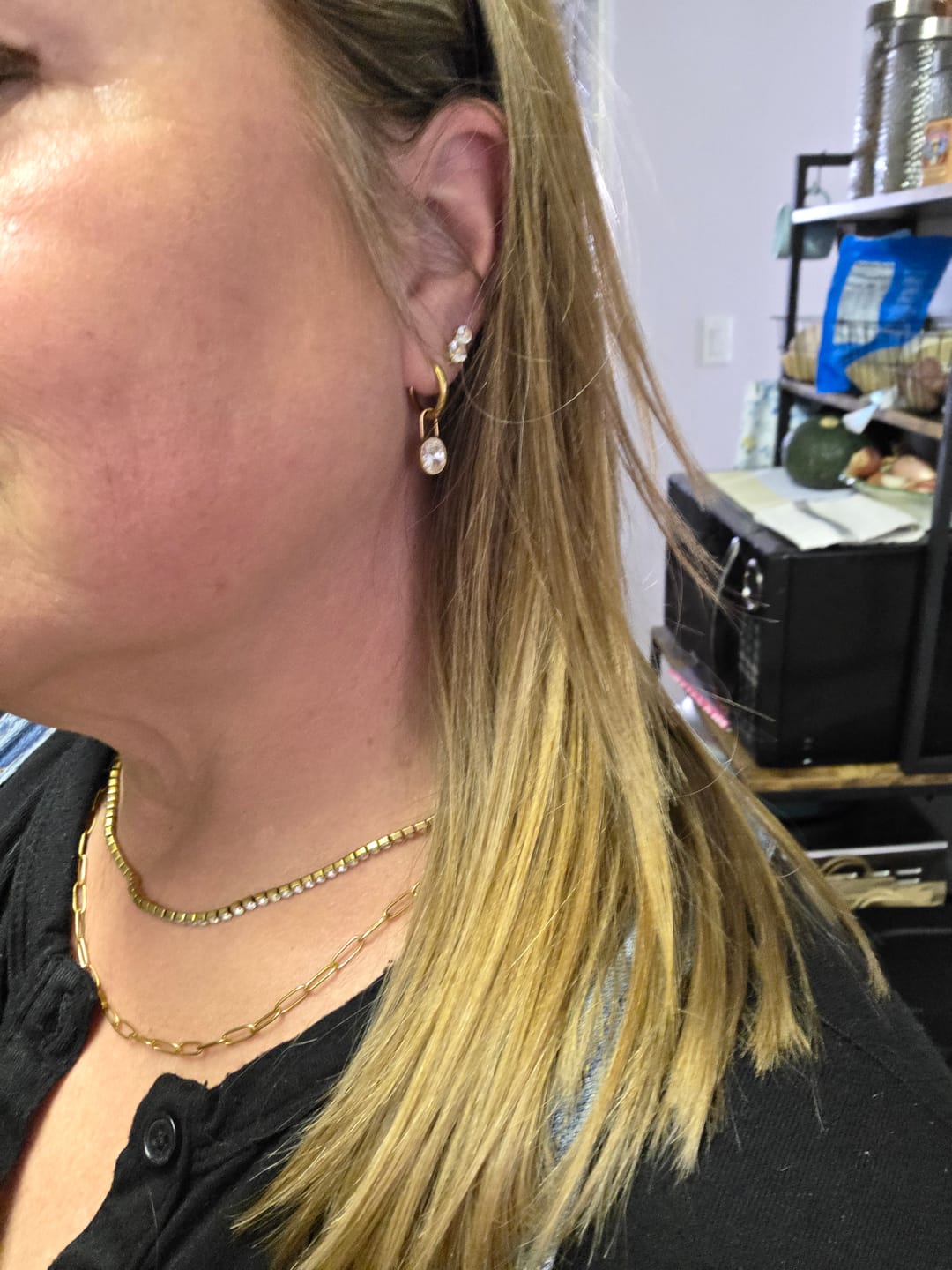 Customer photo review of Diamond Lock Earrings (Bundle)