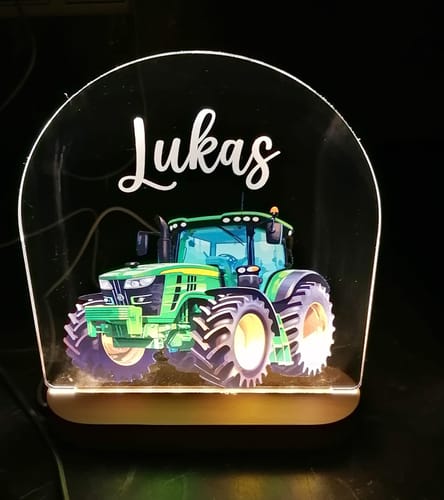 Customer photo review of Traktor Nachtlicht mit eigenem Namen