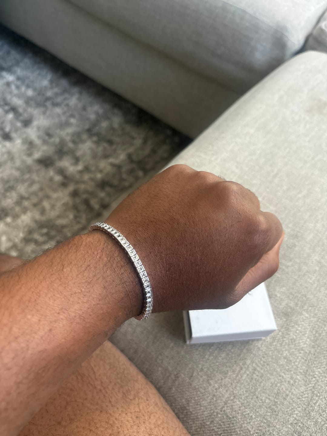 Customer photo review of Leila 18k White Gold Plated Tennis Bracelet with Simulated Diamond Crystals