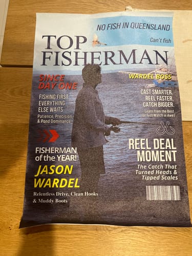Customer photo review of Custom Fishing Magazine Cover, Personalized Fishing Gifts for Men, Fly Fishing Gifts for Him, Fishing Dad Gift, Angler Funny Fisherman Gift