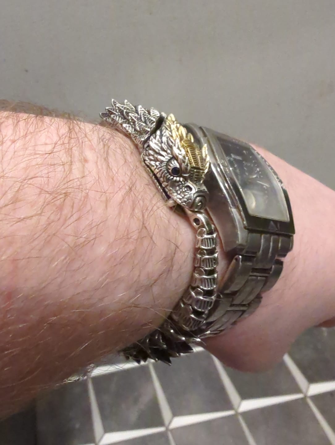 Customer photo review of JÖRMUNGANDR - The World Serpent Bracelet | Handcrafted Stainless Steel Viking Jewelry