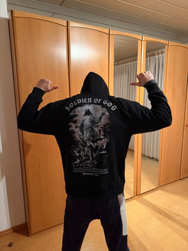 Customer photo review of Soldier of God Hoodie Black