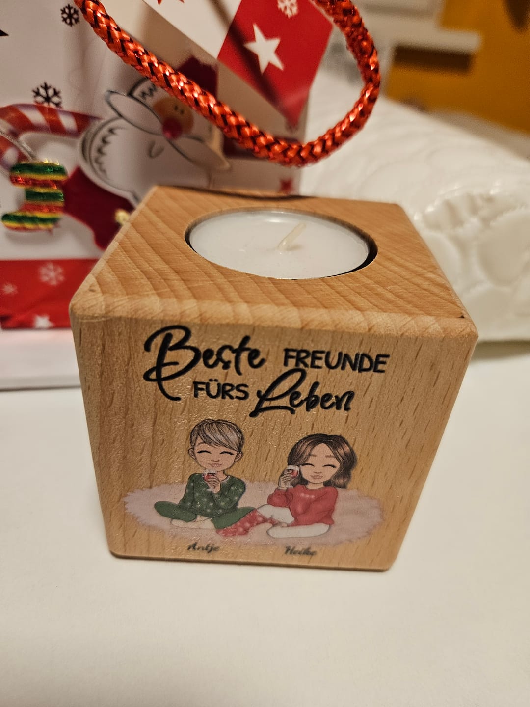Customer photo review of Herzensmenschen - Personalisierter Kerzenwürfel