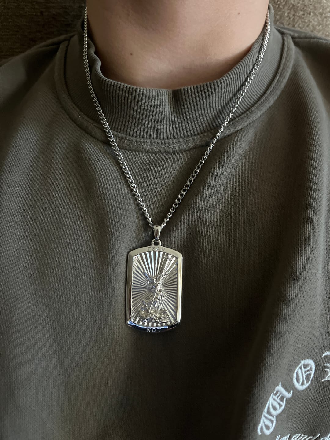 Customer photo review of Archangel Michael Pendant