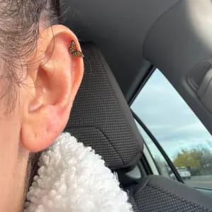 Customer photo review of Monarch Butterfly Nose Stud + Earring