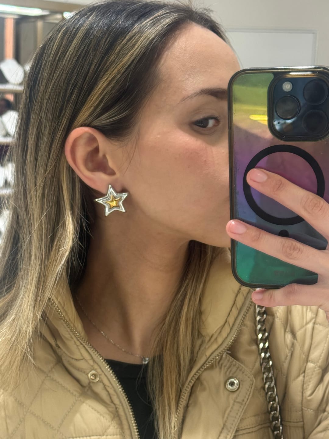 Customer photo review of Par Arete Estrella Chunky