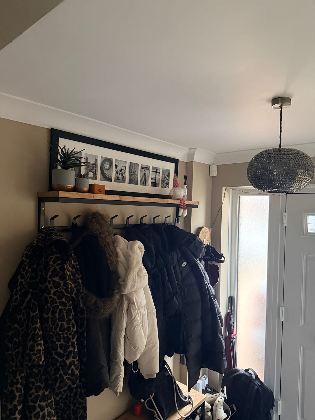 Customer photo review of Oak Shelf Coat Rack