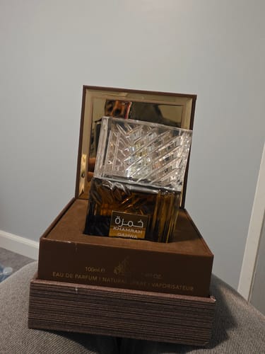 Customer photo review of Lattafa Khamrah Qahwa EDP Perfume Unisex Spray 3.4 oz