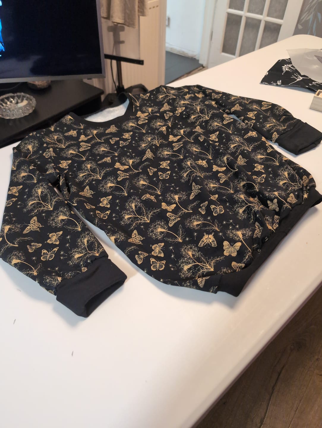 Customer photo review of Gold Butterfly Floral French Terry Fabric