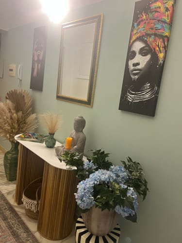 Customer photo review of PIREUS - Console en bois et plateau effet marbre