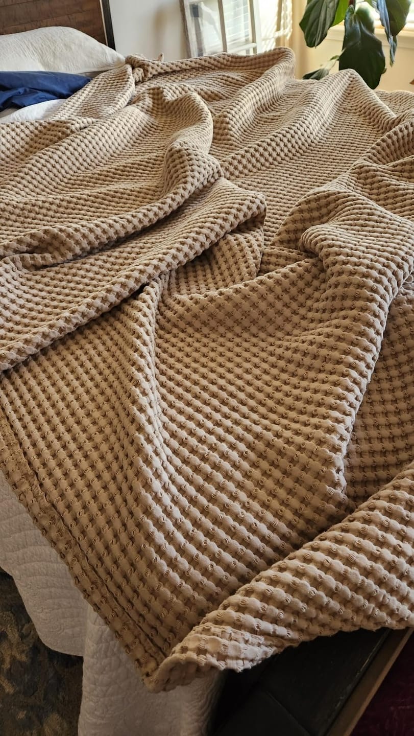 Customer photo review of Breeze Waffle Blanket
