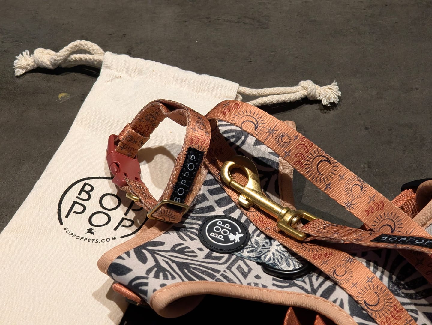 Customer photo review of Soft Dog Harness | TIERRA LUNA Black Tan Moroccan Desert Style