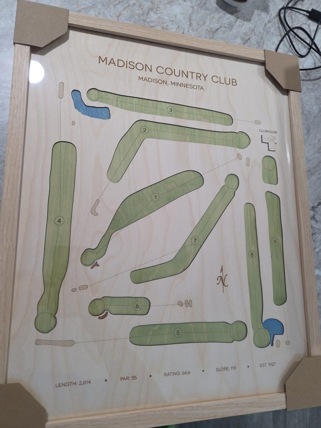 Customer photo review of Custom 3D Wood Golf Course Map