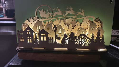 Customer photo review of Christmas scene Santa reindeer table decoration laser cut svg file