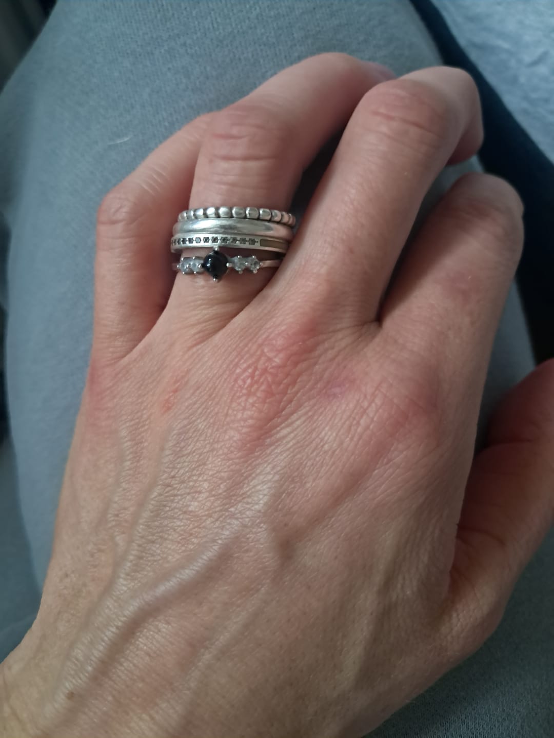 Customer photo review of Obsidian Ring - Perlenschliff rund