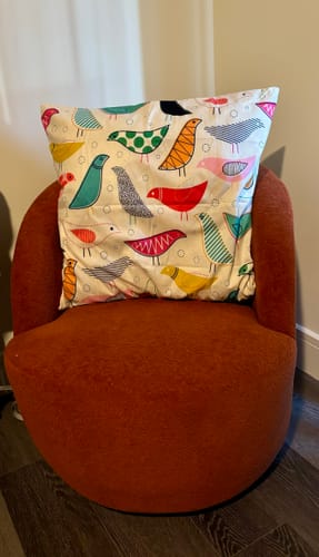 Customer photo review of Slate Velvet Upholstered Swivel Barrel Chair