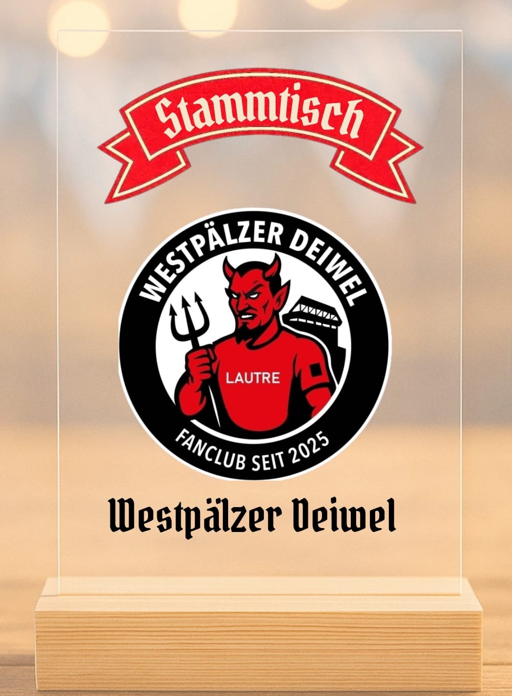 Customer photo review of Acrylglas - Tischaufsteller Stammtisch Vol. 1 - personalisierbar