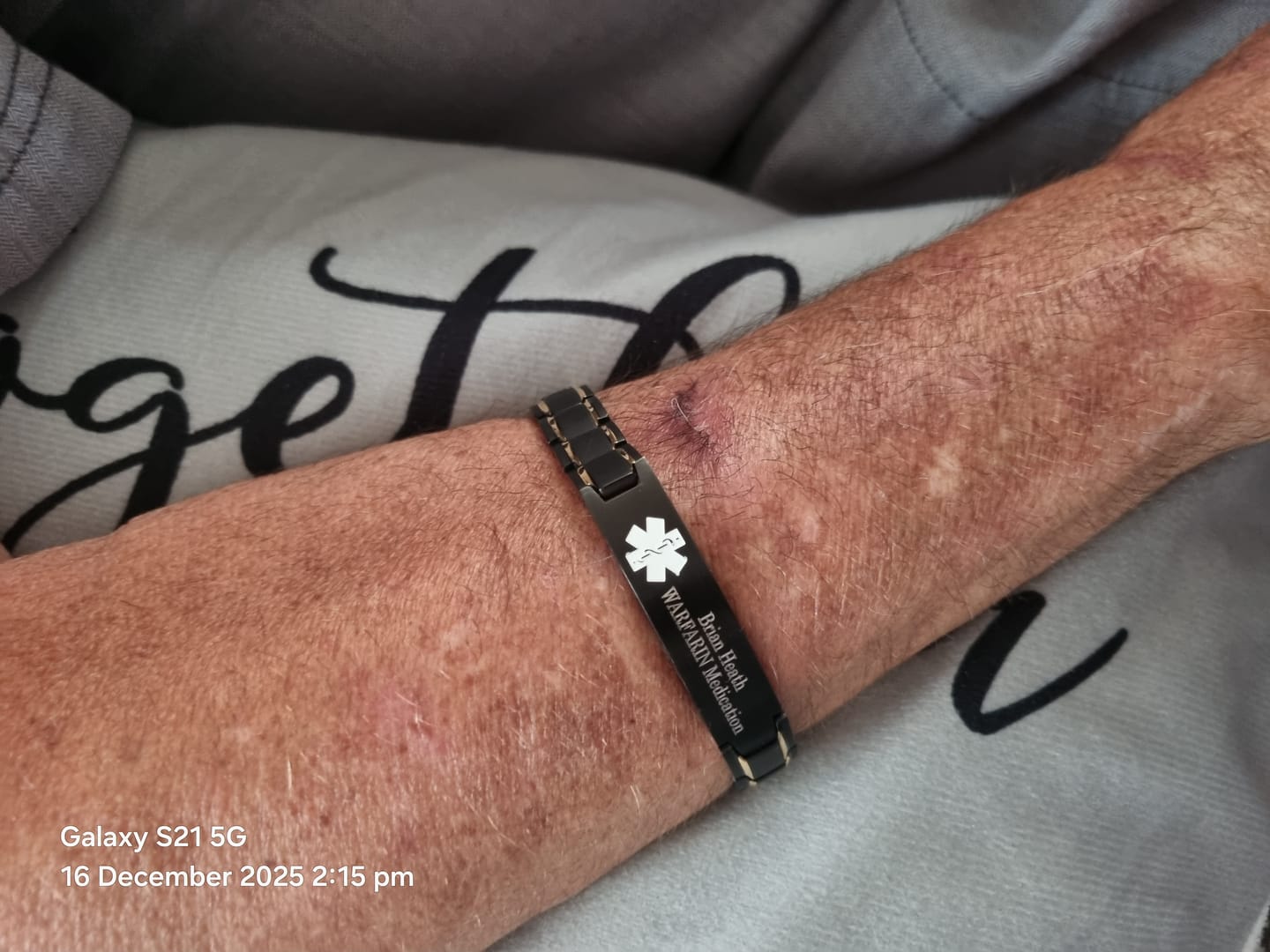 Customer photo review of Black & Gold Medical ID Bracelet
