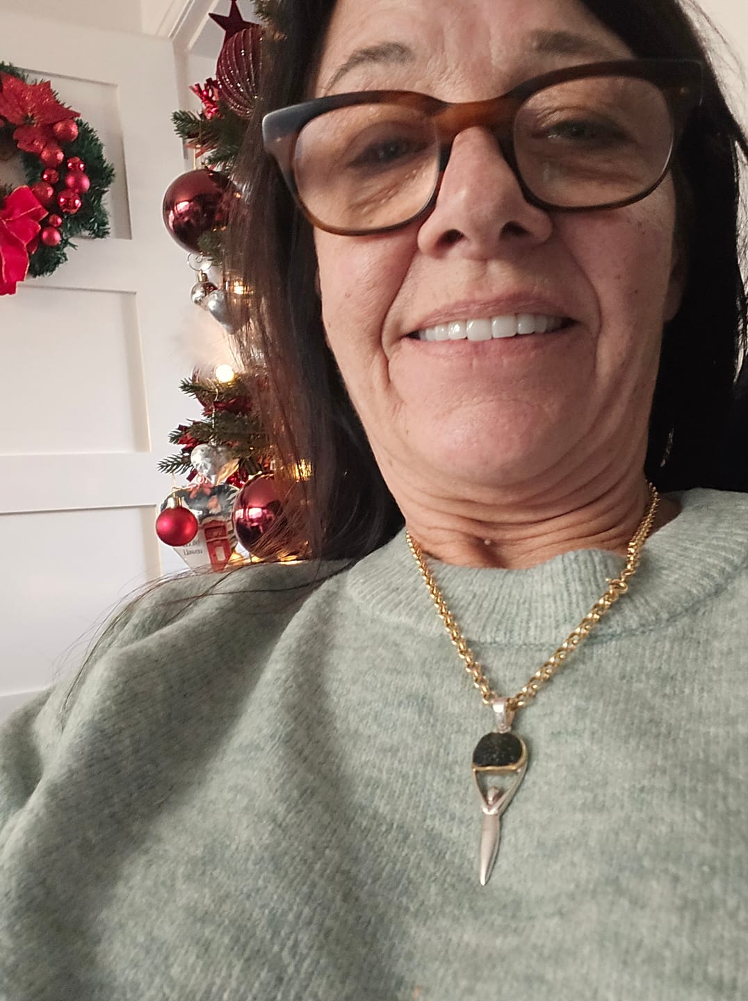 Customer photo review of Moldavite Goddess Pendant