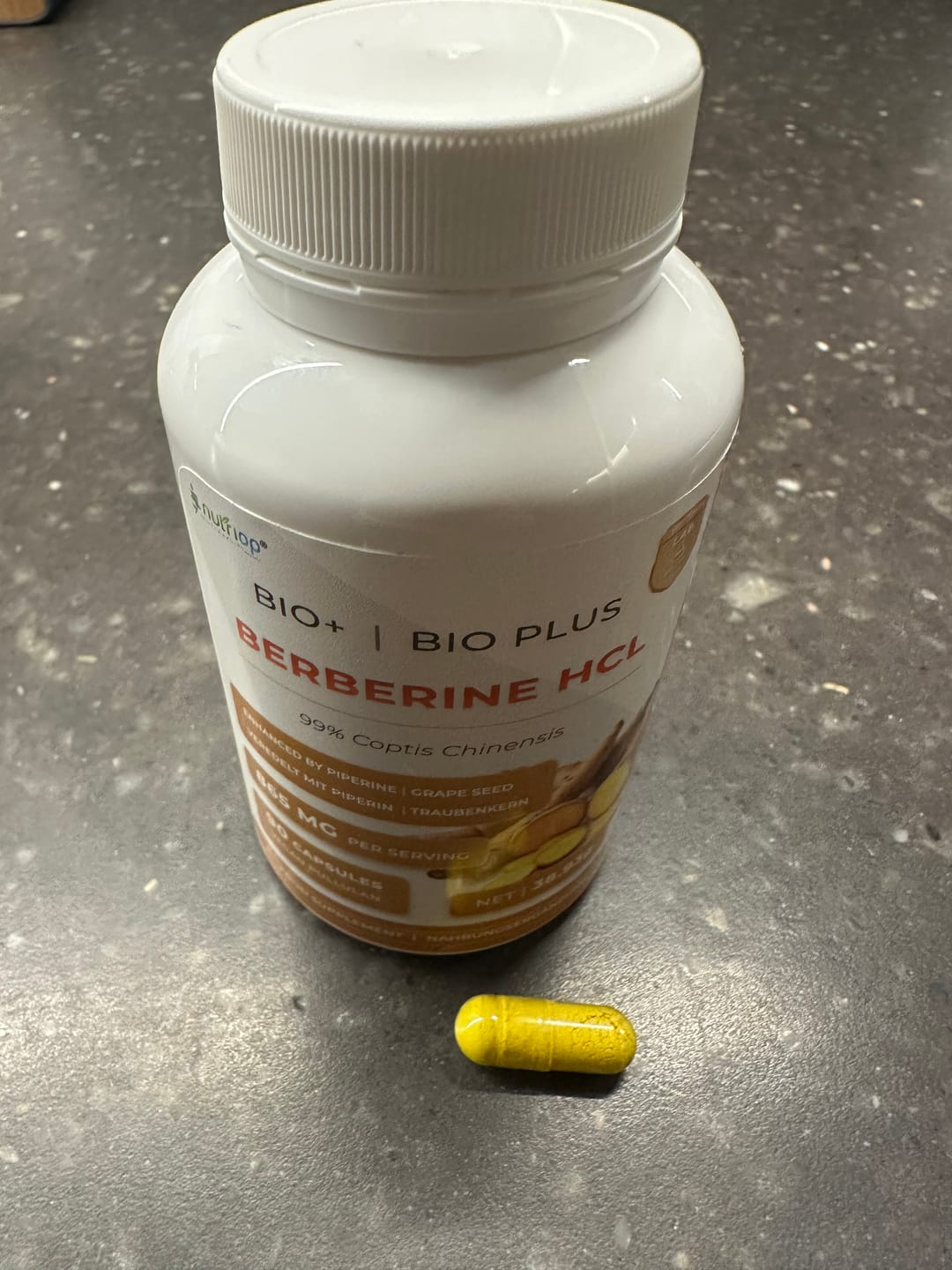 Customer photo review of Nutriop Longevity® Bio-Enhanced Berberine HCL with Pure Organic Piperine and Grape Seed Extract - 865mg per serving (x45)