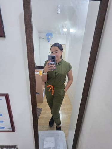 Customer photo review of Zip-Up Polo MoveTech® Scrub Top - Women / Forest Green